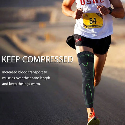 Compression Knee Pad With Strap, Long Full Legs Sleeve, Arthritis Relief Running Gym Sport Knee Pad, Elastic Long Kneepad Brace, Warm Belt Knee Massager, Leg Self Heating Support Knee Pad