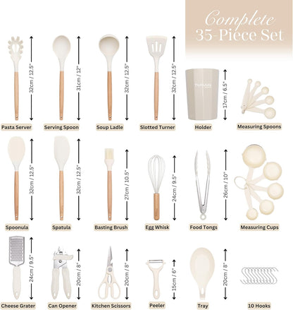 35-Piece Silicone Kitchen Utensil Set – Non-Stick, Heat Resistant