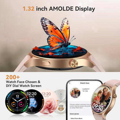 Women’s AMOLED Smartwatch – Call Answer, Fitness & Health Tracker, Waterproof