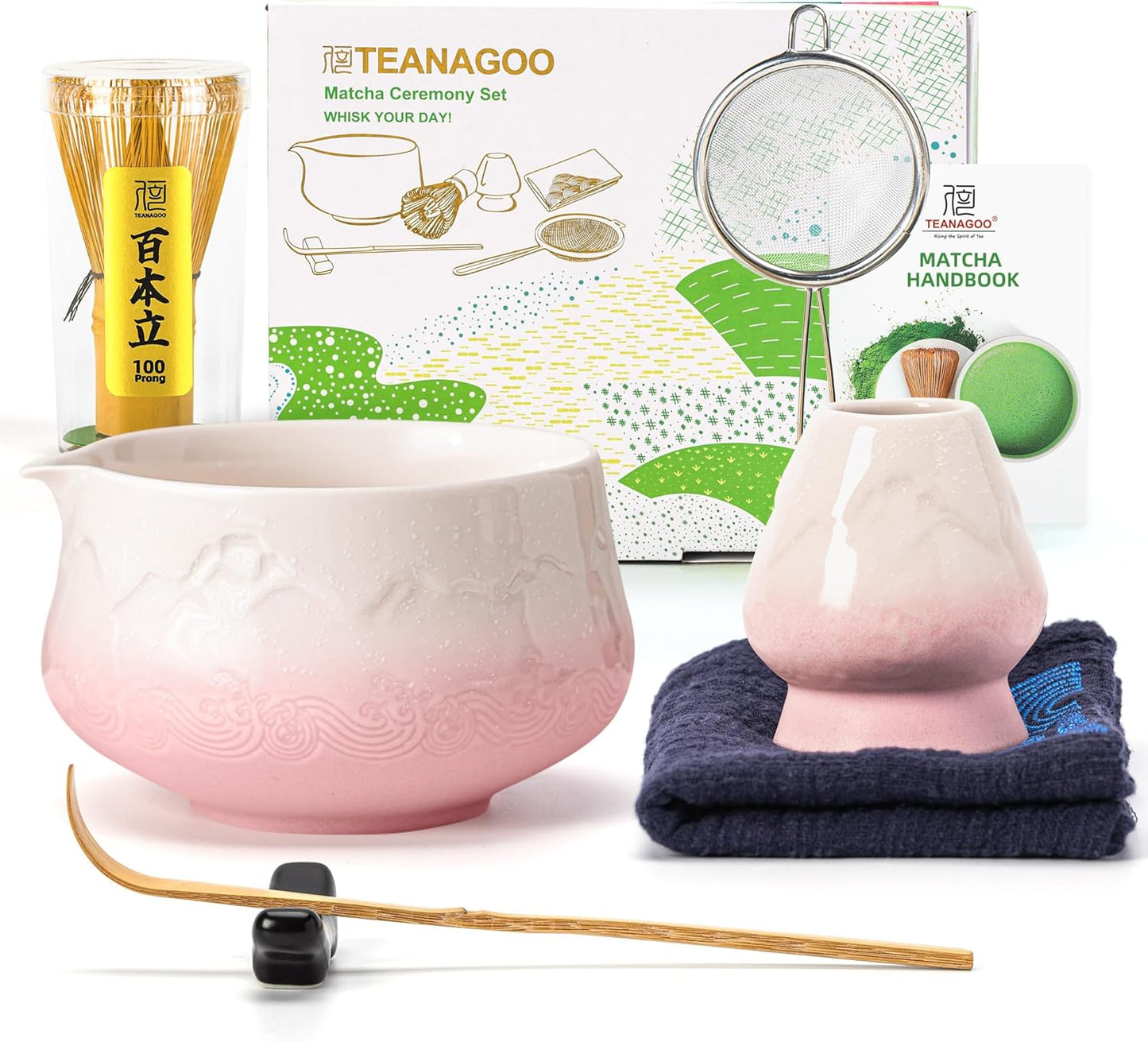 TEANAGOO Pink Matcha Tea Set – 7-Piece Ceremony Kit