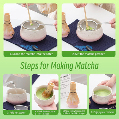 TEANAGOO Pink Matcha Tea Set – 7-Piece Ceremony Kit